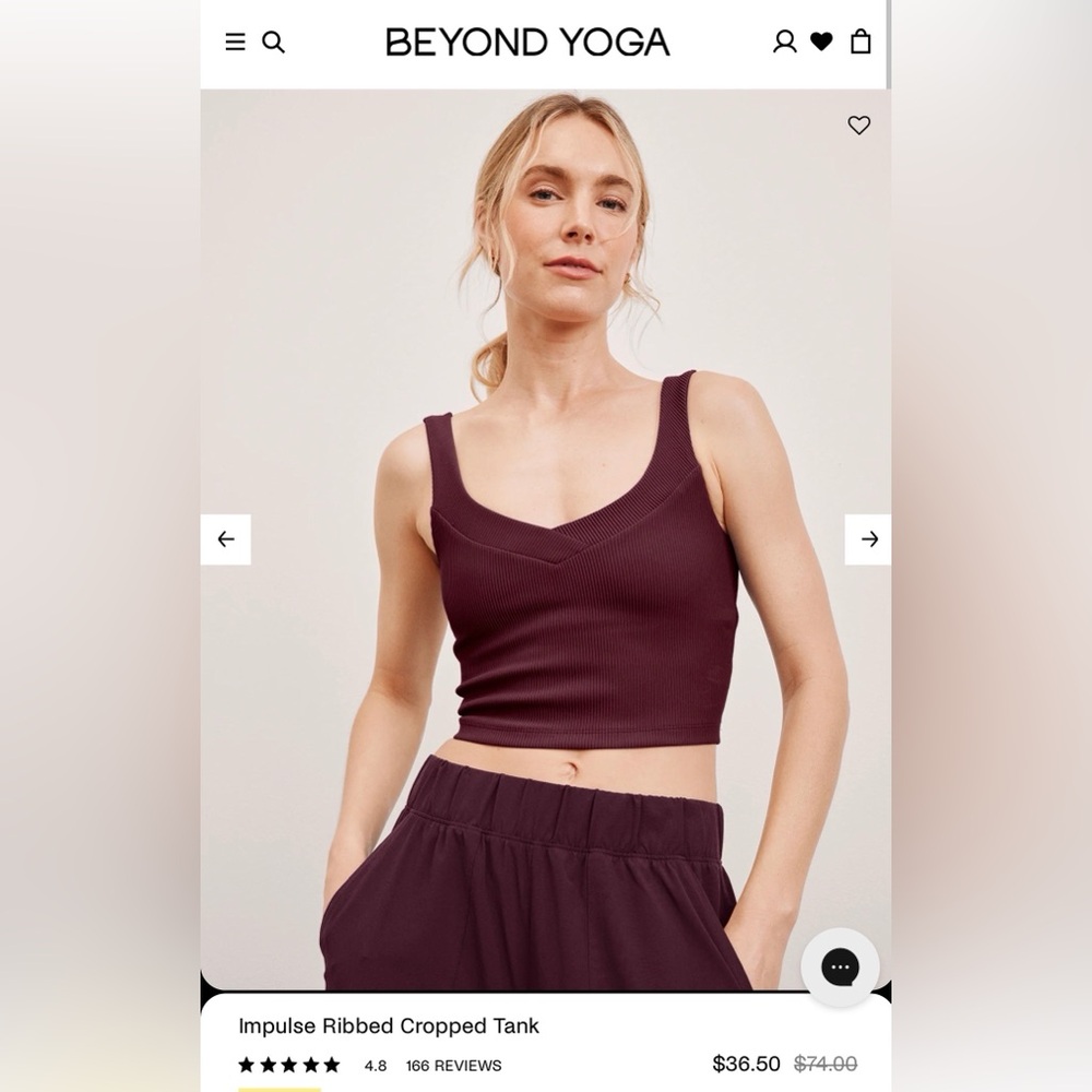 Beyond Yoga Impulse Ribbed Cropped Tank
